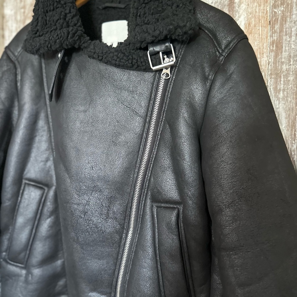 Women's H&M Black Shearling Jacket size M - Picture 12 of 15
